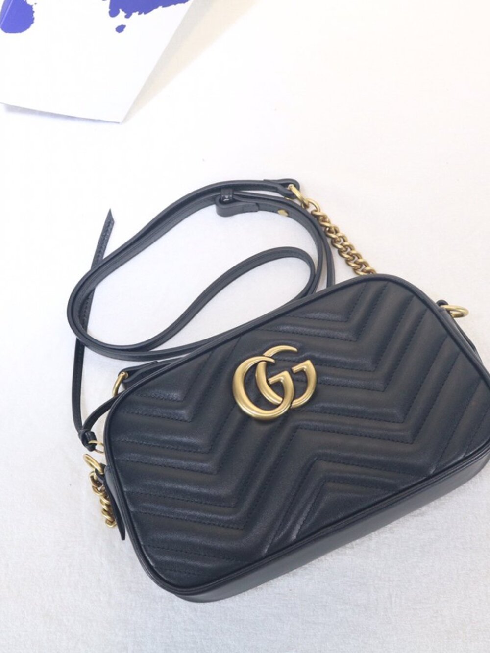 GUCCI GG Marmont Mini Black Leather Shoulder Bag - Picture 8 of 8